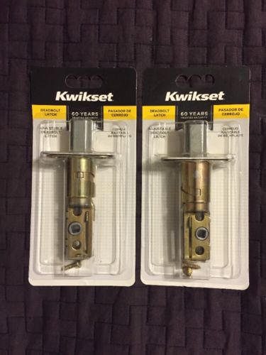 2Pks-Kwikset Polished Brass Kwikset Round Corner Adjustable Deadbolt Latch