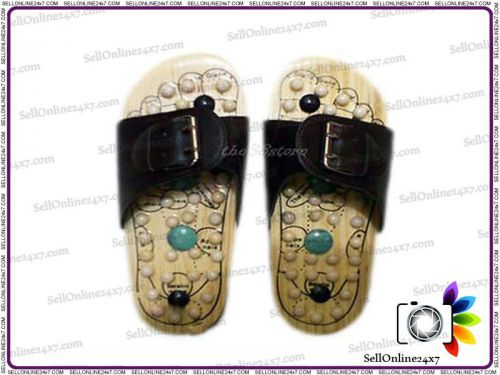 ACUPUNCTURE REFLEXOLOGY MASSAGE FEET SLIPPER ACU.WOODEN FOOT SANDAL CHINESE