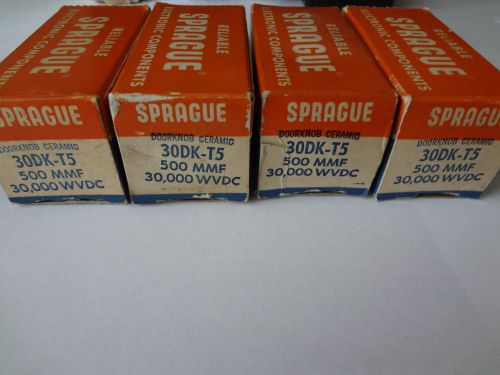 LOT OF FOUR NEW SPRAGUE CAPACITORS 30DK-T5 500 MMF 30kVDC