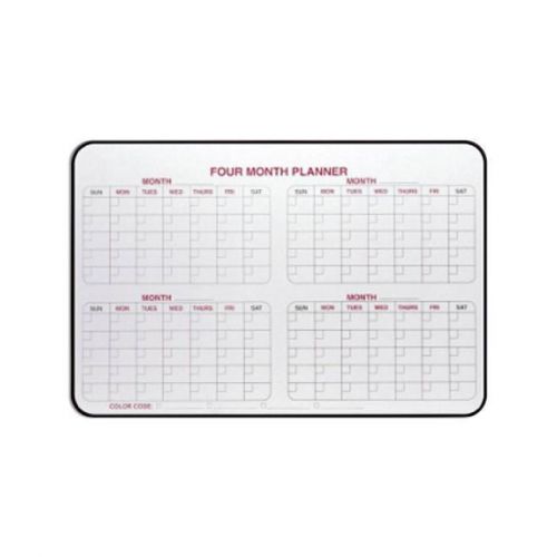 Ghent 984516 Dry Erase 4-Month Planner  Black Vinyl Frame 24&#034; x 36&#034;