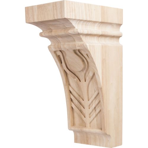 Art Nouveau Corbel with Feather Design  5&#034; x 9&#034; x 14&#034; COR-31-3 Rubberwood