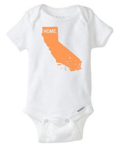 California Home State Onesie (Distressed Orange Print)