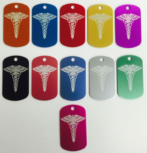 50 Medical Alert Gi Dog Tags Anodized Aluminum Full Color Laser engraved #1USA