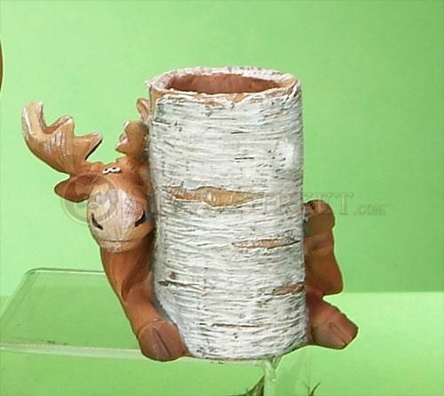 4.5&#034;&#034; Length Brown Moose Birch Pencil Holder