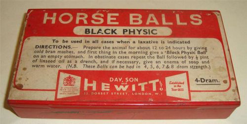 VINTAGE VETERINARY TIN HORSE BALLS DAY &amp; SON