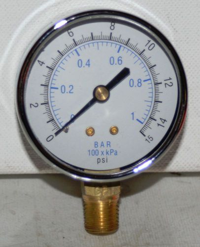 15 PSI  2.5&#034; IN DIAL 1/4 NPT PRESSURE GAUGE   NEW