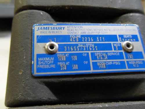 (E7) 1 NEW JAMESBURY BALL VALVE 3/4IN B-3600-MT-MOD-B 316SS