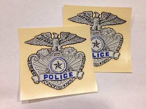 2 SILGN POLICE HELMET DECAL BUCO SUPER SEER BMW HARLEY KAWASAKI HONDA MOTORCYCLE