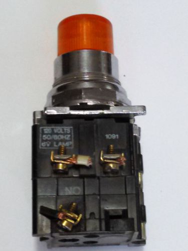 Cutler hammer amber illuminated pushbutton assembly 10250t/91000t/e34 120v used for sale