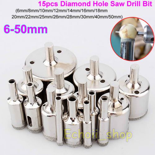 15pcs 6mm-50mm diamond hole saw marble drill bit tile ceramic glass porcelain for sale