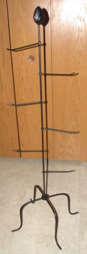 50&#034; TALL DARK BROWN 4-LEGGED DISPLAY RACK WITH SPINNING ARMS