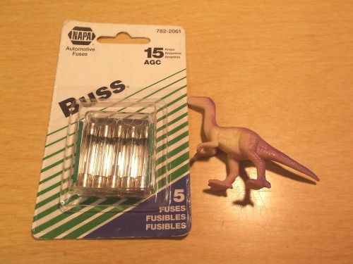 NEW 5 PK. BUSS FUSE AGC-15, 15 AMP, 782-1052, FREE SHIPPING