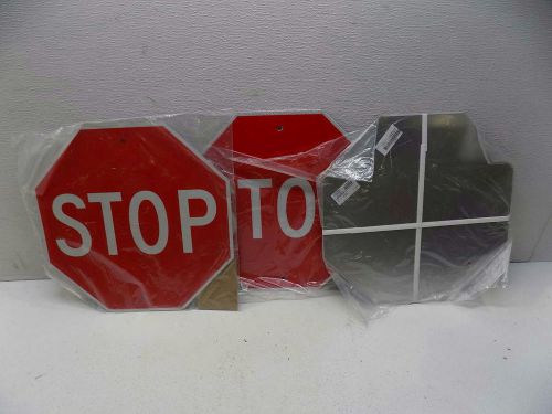 Lot of 4 electromark 14z527 text stop high intensity prismatic stop sign 18x18 for sale