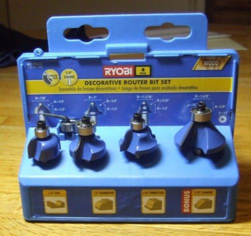 Ryobi Decorative Router Bit Set (4-Piece) Compatible With 1/4 in. Routers