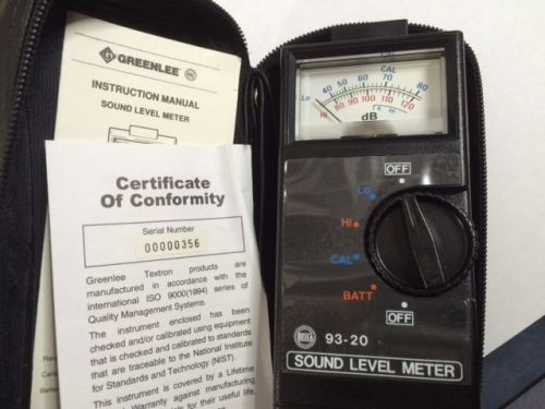 GREENLEE DECIBEL SOUND LEVEL METER 93-20