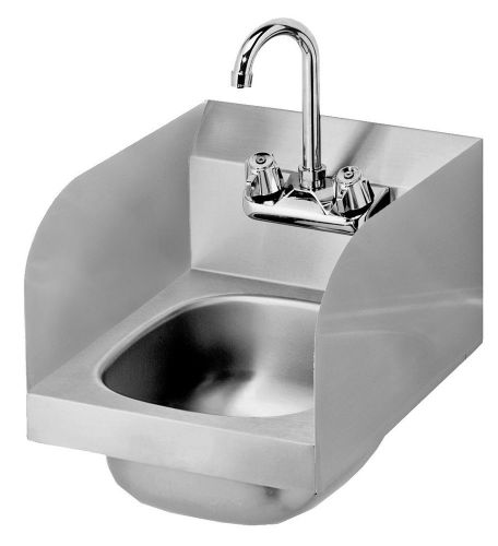 KROWNE METAL 12&#034; WIDE HAND SINK W/ SIDE SPLASHES &amp; GOOSENECK SPOUT FAUCET - HS-3