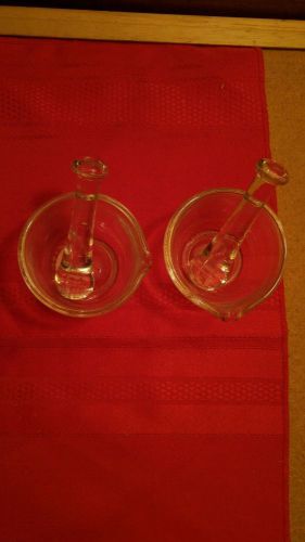 Pair of &#034;two&#039; clear 1 oz. pill masher containiers with mashing &#034;stick&#034;.