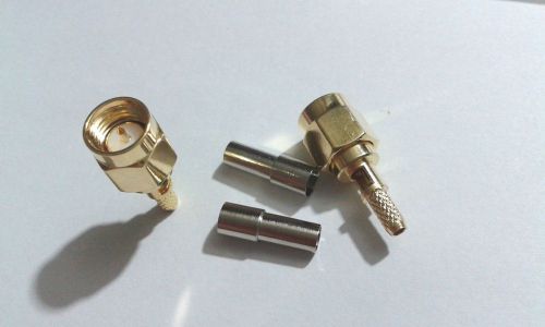 100 Pcs gold SMA male plug center window crimp RG174 RG316 LMR100 cable RF