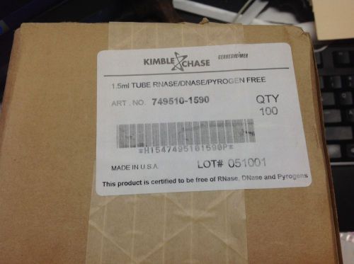 KIMBLE CHASE 749510-1590 Microtube, Rnase-Free, 1.5mL, Pk of 100