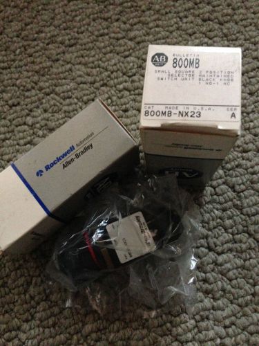 Allen bradley 800mb-nx23 small square 2 position selector switch lot of 2 nib for sale