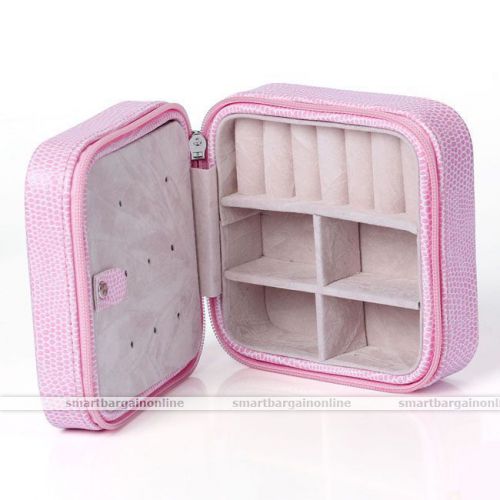 Travel Portable Leather Zip Jewelry Display Holder Storage Case Organize Box #1