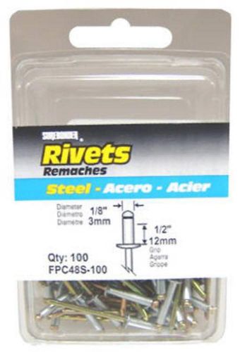 FPC 100pk 1/8&#034; Long Steel Rivet, FPC48S-100