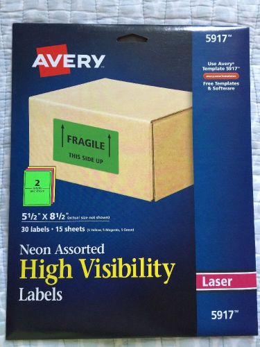 New Avery High-Visibility Neon Labels for Laser Printers 5917 Assorted Rectangle