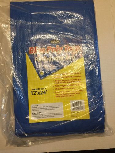 Sigman 12 ft. x 24 ft. Blue Tarp General Purpose Washable Reusable Cover