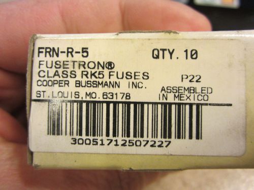 9 Bussmann FRN-R-5 class RK5 fuses