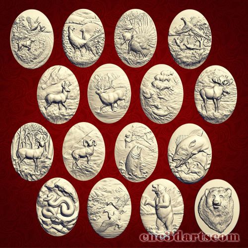 16 pcs 3d STL Models - &#034;Animal panno Collection&#034; for CNC artcam vectric aspire