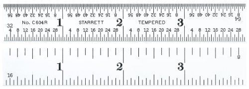 Starrett c604r-4 spring tempered steel rule with inch graduations, 4r 4&#034; length, for sale