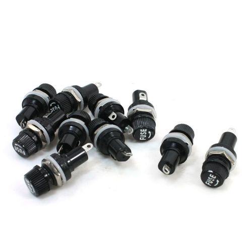 10 Pcs Black 2 Terminals Panel Mounting 5 x 20mm Fuse Holder