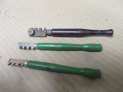 GLASS CUTTER 3 piece  DIAMANTOR GREEN HANDLE STANDARD MULTI TIPS BROWN WOOD