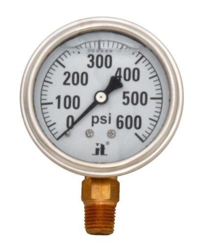 Zenport LPG600 Zen-Tek Glycerin Liquid Filled Pressure Gauge, 600 PSI