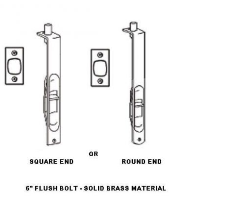 SOLID BRASS 6 inch Wood Door Flush Bolts Choice of finish US5-10B-26D-US15-US19