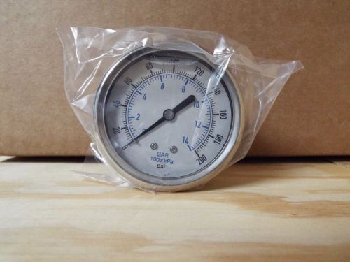 0-200 PSI/bar 2.5&#034; Stainless Brass Center Back Mount Pressure Gauge