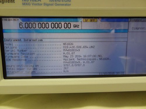 AGILENT N5182A-506, AGILENT MXG VECTOR SIGNAL GENERATOR 6GHz