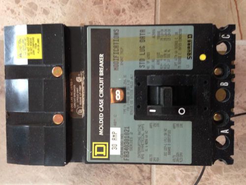 SQUARE D CIRCUIT BREAKER FA340301021 30 AMP SHUNT TRIP 480 VOLT 3 POLE