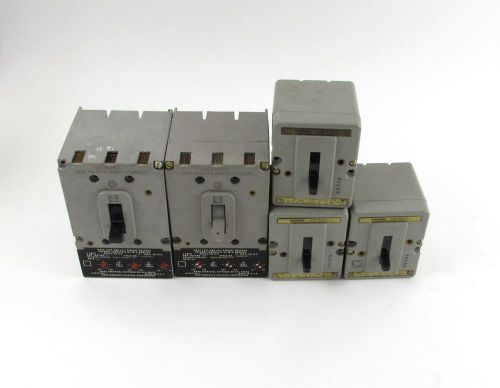 Mixed Lot of (5) Westinghouse AQB-A101 &amp; Gould Inc. AQB-A50 Circuit Breakers