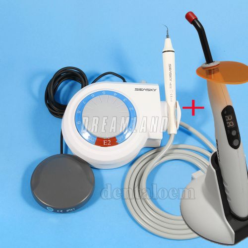 Dental Ultrasonic Piezo Scaler Fit EMS WOODPECKER + 5 Tips+ T4 curing light Lamp