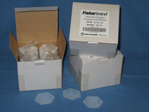 One Box  500 ct. FISHERBRAND 02-202-100 HEXAGONAL WEIGH BOAT 38/25mm POLYSTYRENE