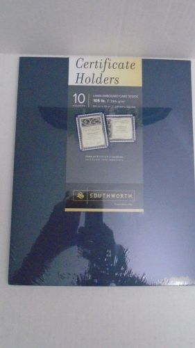 Southworth PF8 Black Certificate Holders 105 lb 9-1/2&#034;x12&#034; 10/PK Linen Embossed