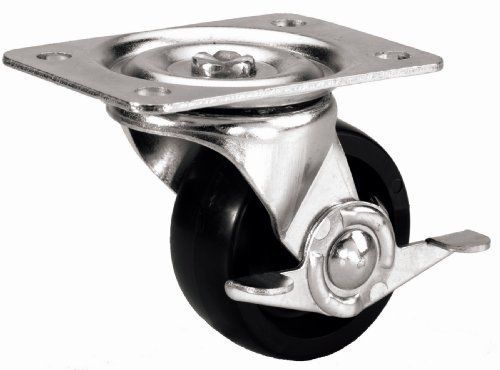 RWM Casters 31 Series Plate Caster  Swivel with Brake  Polyolefin Wheel  Plain B