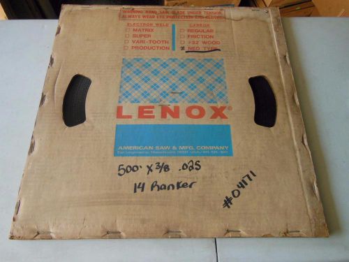 Lenox bandsaw neo-type blade coil 500ft 500&#039;x3/8&#034; .025 14r raker tool 04171 for sale