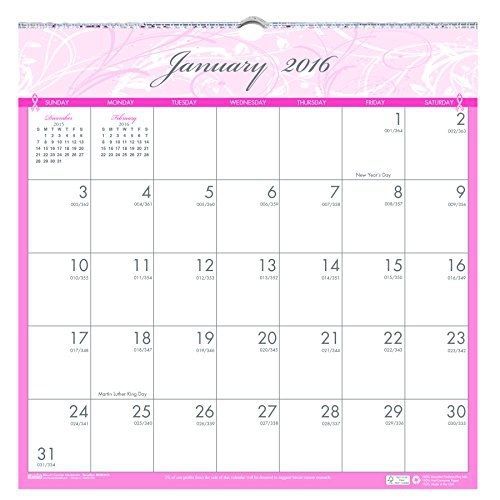 House of doolittle 2016 monthly wall calendar, 12&#034; x 12&#034;, breast cancer for sale