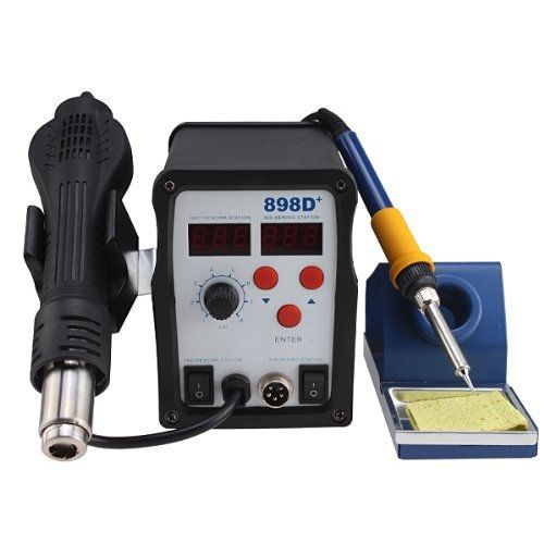 AGPtEK AGPtek SMD Rework Soldering LCD Digital Station Hot Air Gun Solder Iron