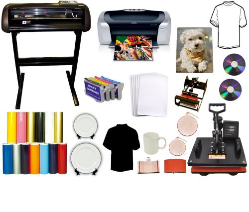 5in1 Heat Press,24&#034; METAL Vinyl Cutter Plotter,Printer,Refil,Transfer PU,Tshirts