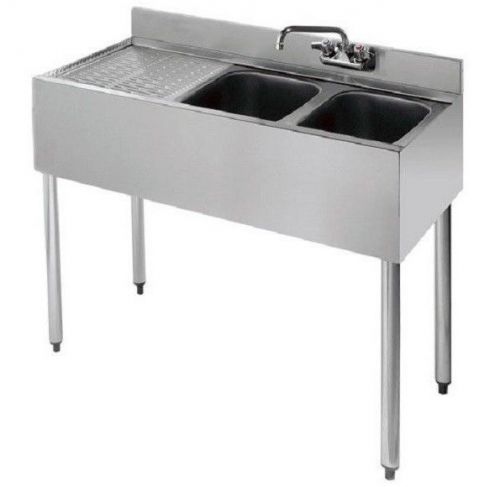 L&amp;J BAR1014-2L, 2-Compartment Bar Sink with Left Drainboard