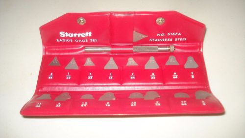 STARRETT 18 PIECE SMALL RADIUS GAGES SET WITH/ VINYL STORAGE CASE 1/64&#034; -