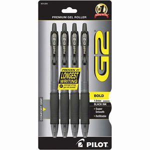 G2 Premium Gel Rolling Ball Pen Bold 1.0mm 4/Pkg-Black